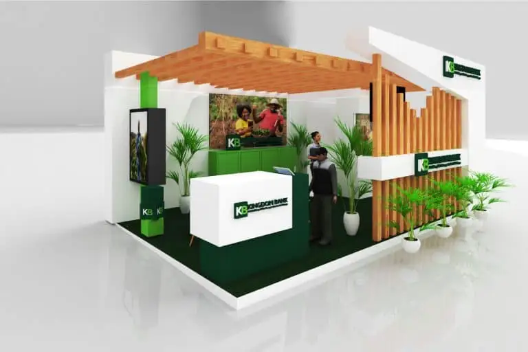 Exhibition Booth Design, Costs and Rules in Kenya 4 Kingdom Bank expo booth render